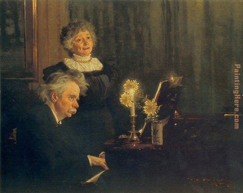 Nina y Edvard Grieg painting - Peder Severin Kroyer Nina y Edvard Grieg art painting
